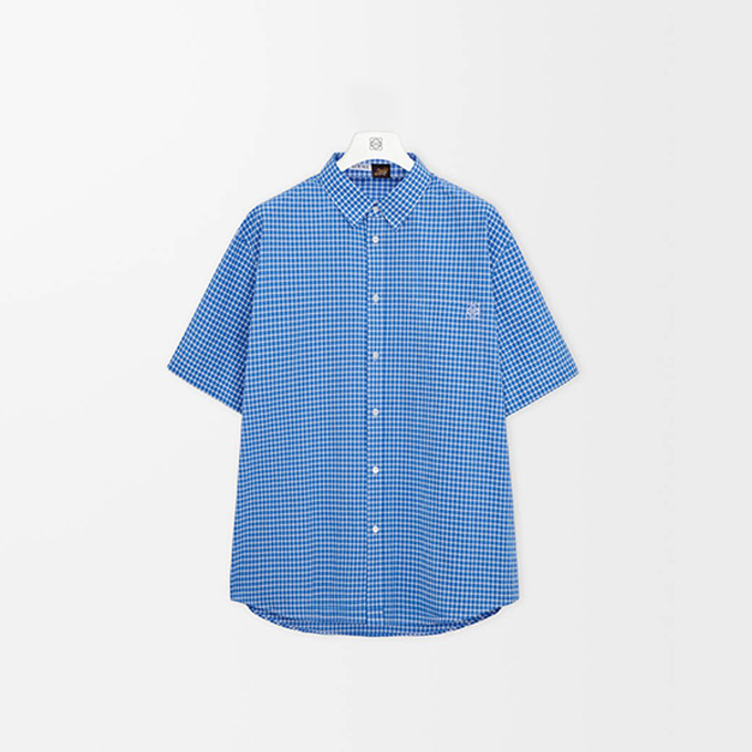 loewe embroidered gingham short sleeve shirt